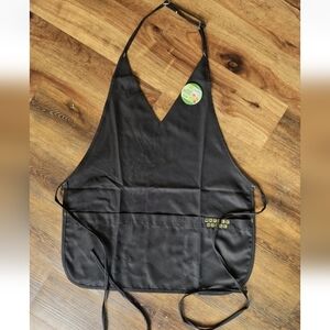 Waffle House Black Polyester Bib Apron Adjustable with 3 Pockets OS